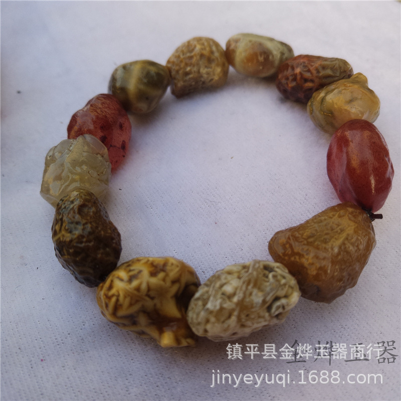 阿拉善戈壁石手串 男女款糖心玛瑙 新疆葡萄干原石手串筋脉石批发|ms