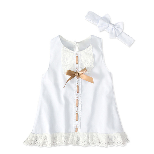 Children's European and American style summer trendy girls' sleeveless bowknot dress two-piece children's clothing dress ins