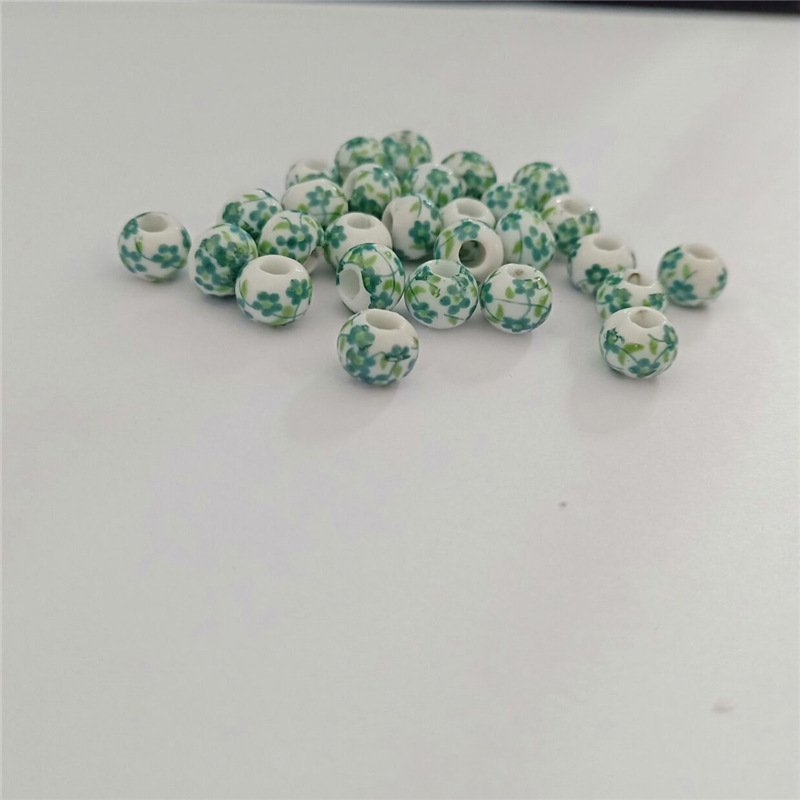 2g Weight Beads Jewelry Making Type 1 Piece Diameter 8mm Ceramics Floral DIY Jewelry Accessories Beads