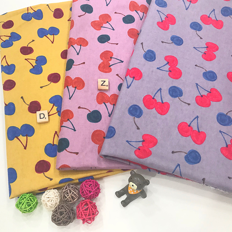 樱桃小清新全棉涂料印花布秋冬季全棉活性健康印花绒布 厂家批发