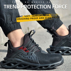 Cross-border Four Seasons Safety Work Boots for Men, Plus Size Breathable Feather Fabric Four-Season Lightweight Casual Protective Shoes
