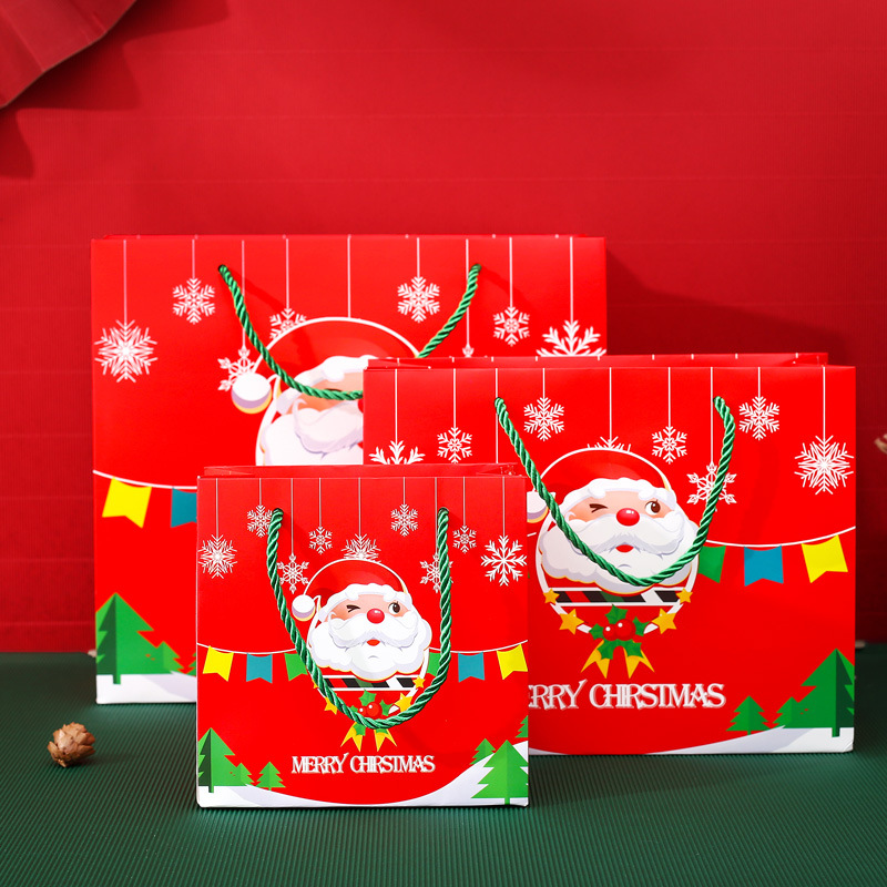 圣诞节礼品袋 圣诞老人手提袋礼物袋 精美圣诞纸袋 现货手提袋