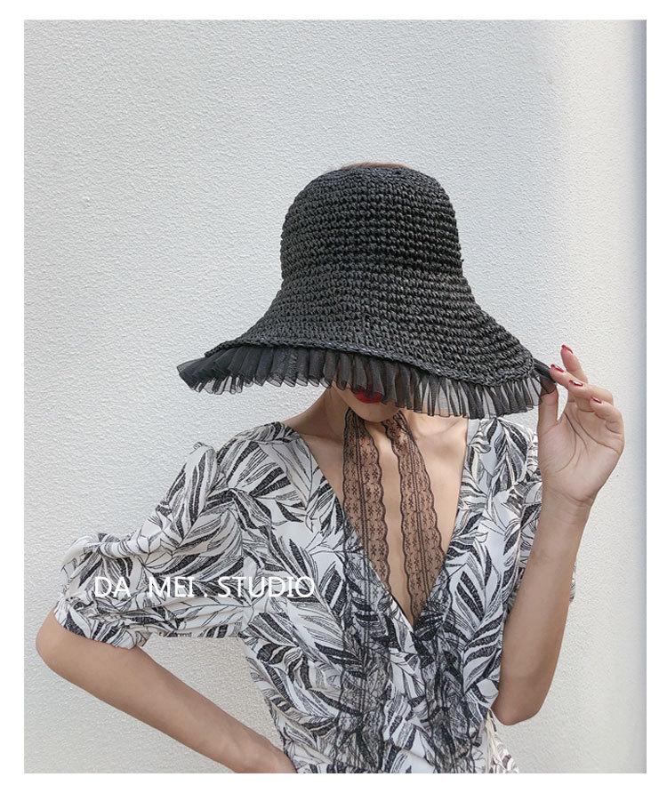 Fashion Lace Sunscreen Sunshade Empty Top Straw Hat display picture 12