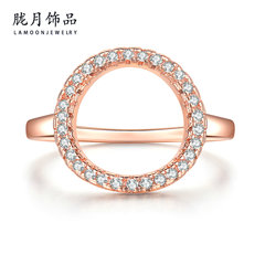 Ling Yue Fashion Minimalist Hollow O-shaped Women's Ring with Diamond Setting and Rose Gold Plating, Cross-border Jewelry Wholesaling