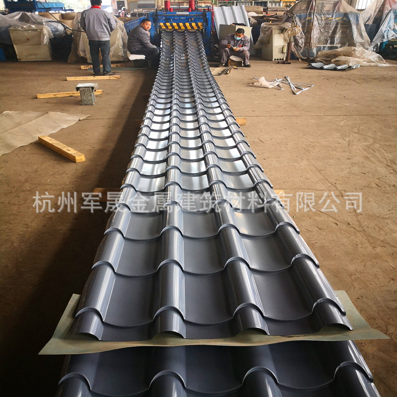厂家直销 压型彩钢板灰色0.5mm 828型765型 仿古金属琉璃瓦
