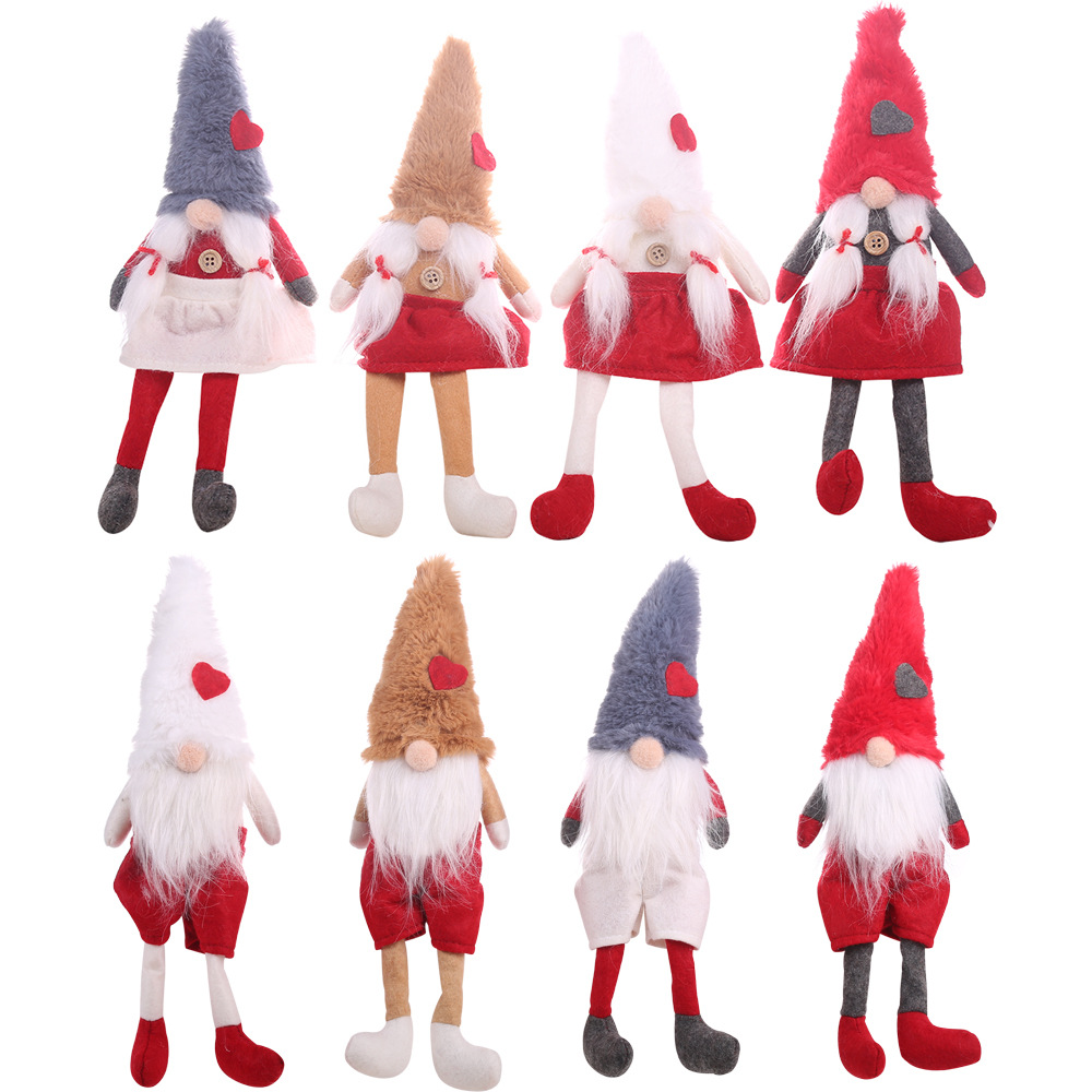 Decorações de Natal Chapéu de lã Gravata Barba Pernas penduradas Enfeites de guarda-florestal Velho Boneca pequena Boneca_voghion.com