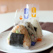 日式食品用三角饭团包装袋 100个 含贴纸 不粘米 可以微波加热
