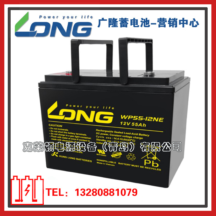 LONG广隆蓄电池WP55-12NE/12V55AH船舶电源设备蓄电池