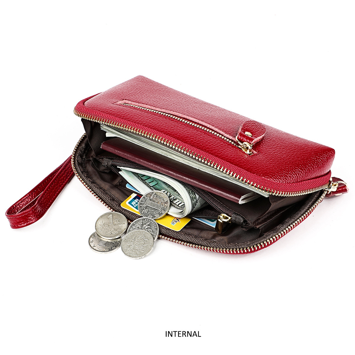 New Style Handbags Clutches Multifunctional Large-capacity Leather Wallets First Layer Cowhide Coin Purse Clutch Bag display picture 4
