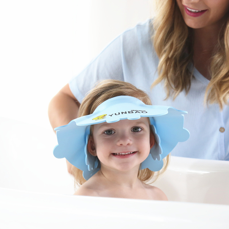 壹件代發兒童洗發帽寶寶洗頭神器防水護耳加大加厚高彈力孩子浴帽