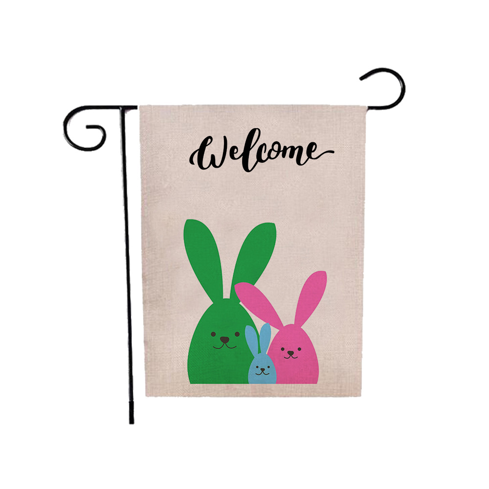 75g Weight Flag Event & Party Supplies 1 Piece, 47*32cm Quantity Linen Material Easter Festival Rabbit, Letter Pattern Cute Style Easter Cute Rabbit Letter Linen Flag Party Supplies Decorations 1 Piece 47*32cm 10