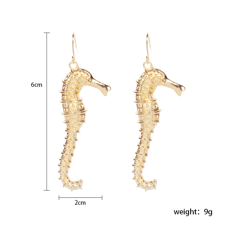 Shell Seahorse Starfish Gold Earrings display picture 13