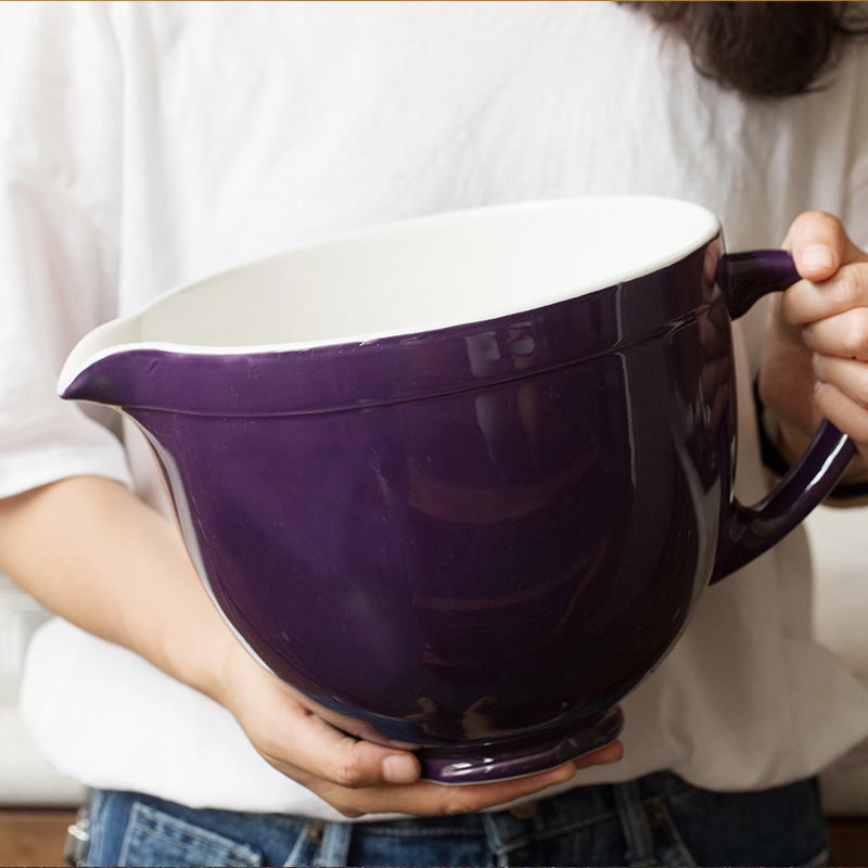 Cerámica creativa moda colorida boca puntiaguda Gran Tazón de huevo batiendo agitación ensalada sopa olla