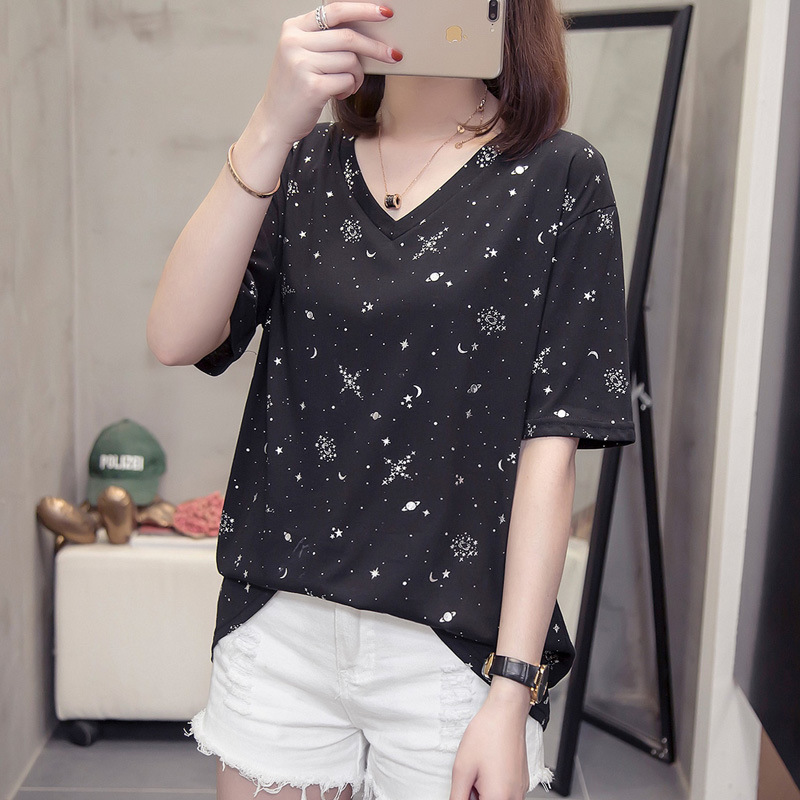 2020 new pattern Large t-shirt Fat sister Easy half sleeve jacket On behalf of