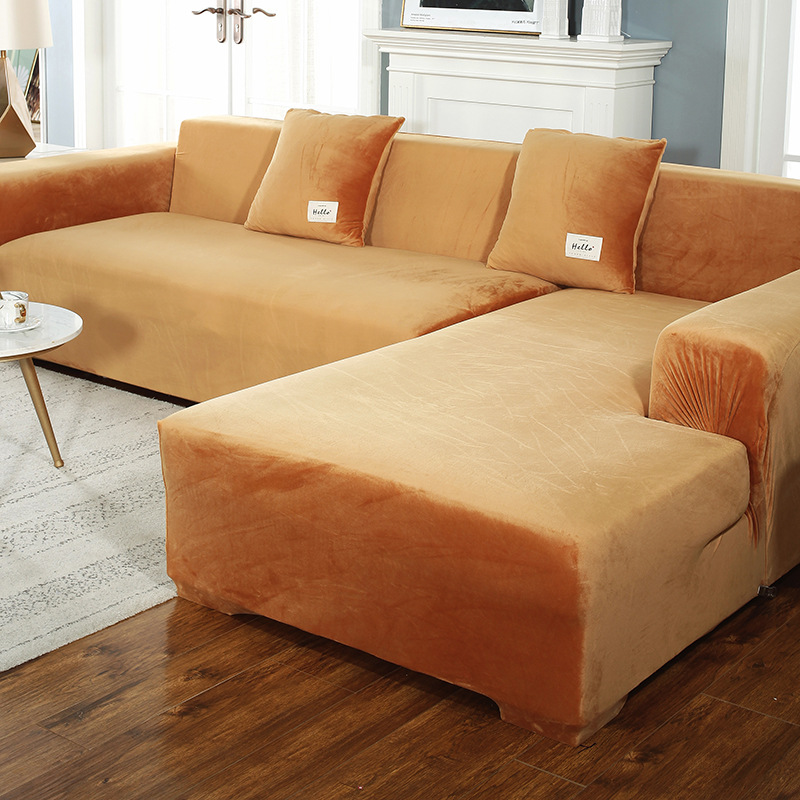 Thickened solid color plush sofa cover elastic non-slip high-end Nordic simple one-piece all-inclusive Imperial Concubine cover lazy combination