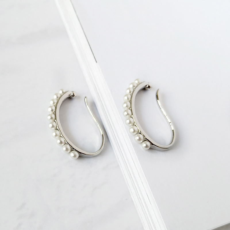 1 Piece Simple Style Solid Color Zinc Alloy Plating Inlay Artificial Pearls Women's Ear Clips display picture 4