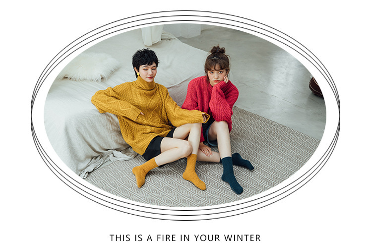 女士立體扭麻花中筒襪 (共8色)