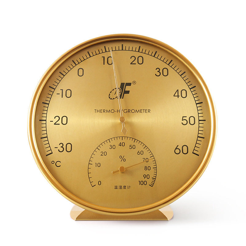 德福16CM大直径温湿度计室内家用高精度婴儿房壁挂式台式温湿度计