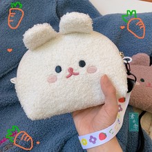 韩国可爱日系ins卡通兔子毛绒零钱包女斜挎包儿童迷你手机手拿包