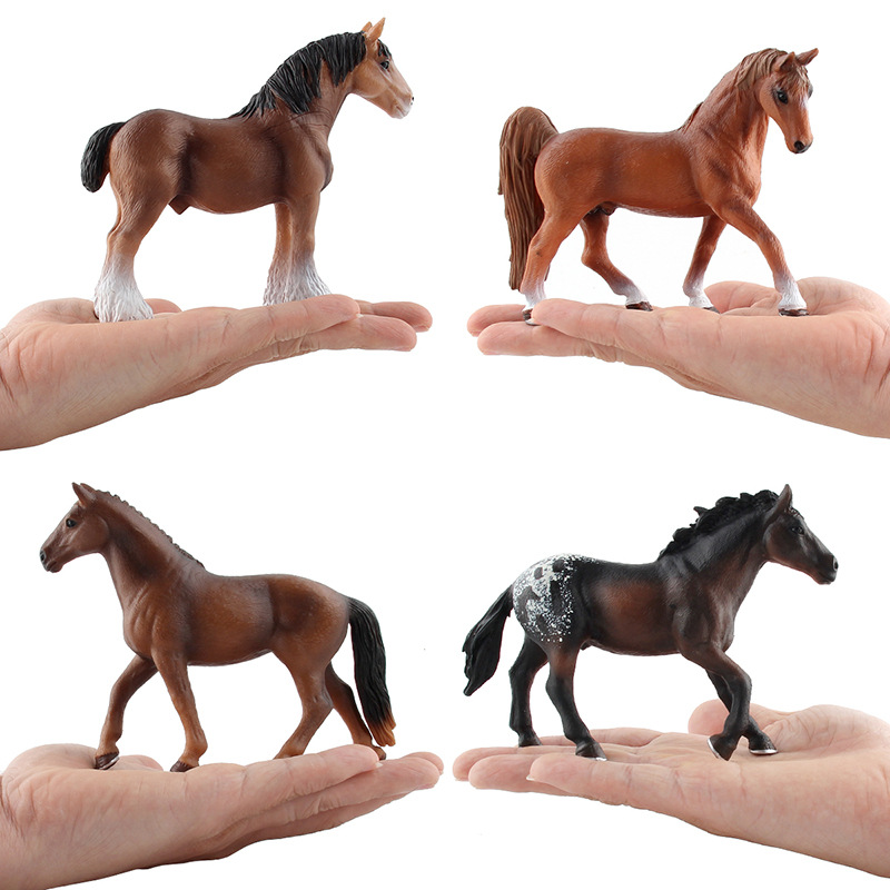 Amazon Venta caliente 12 simulación sólido bosque animal caballo modelo pintas macho caballo hafflin hembra caballo modelo