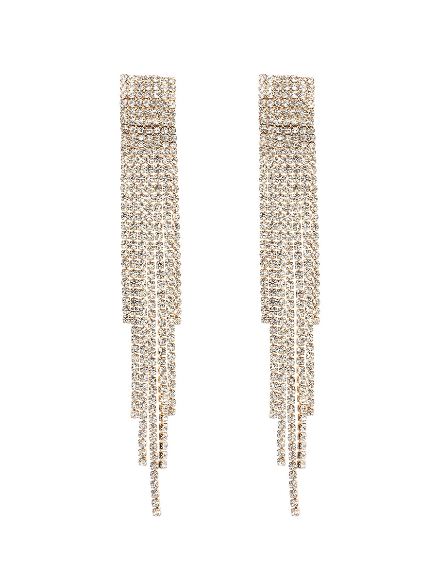 Fashion S925 Silver Needle Long Tassel Rhinestone Earrings For Women display picture 10