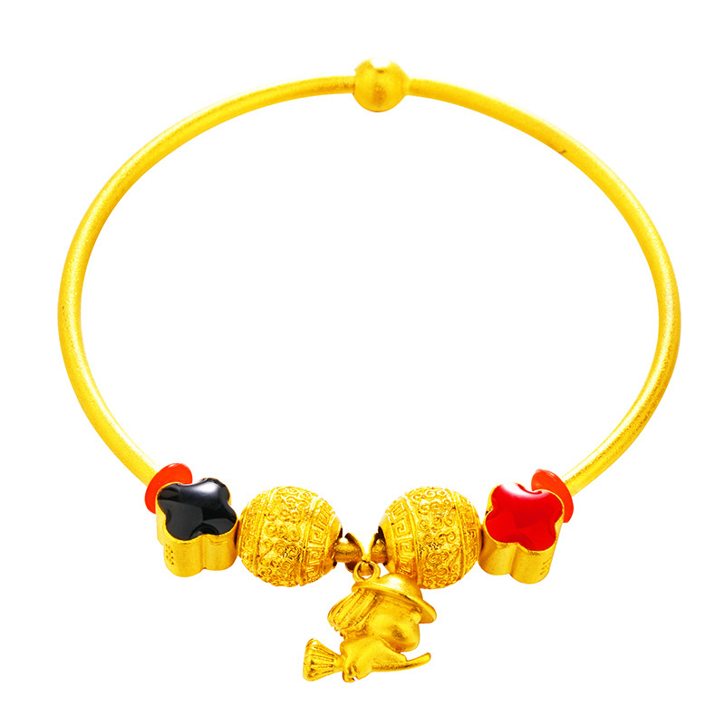 Celebridad en línea arena viva cuentas de oro pulsera mujer imitación oro todo partido chica pulsera abierta chapado en oro pulsera de cuentas de bricolaje