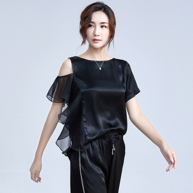 New Chiffon shirt lotus leaf edge breathable and loose dress