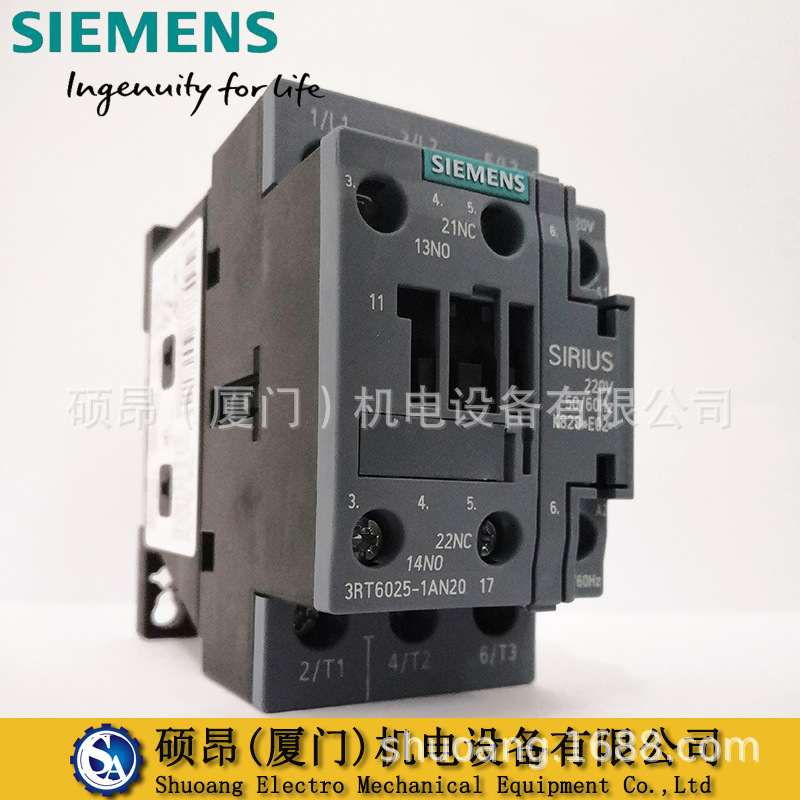 全新3RT6024-1BB40原装西门子3RT6直流接触器DC24V 12A 1NO+1NC