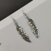 Retro turquoise fashionable earrings, European style, wholesale