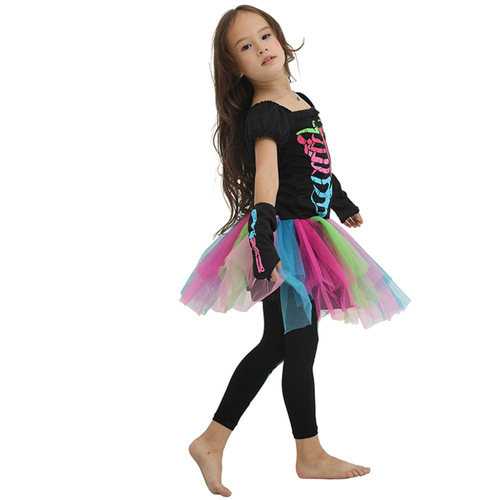 Halloween cosplay masquerade zombie costumes Halloween costumes for children rainbow skull skeleton ghost costumes