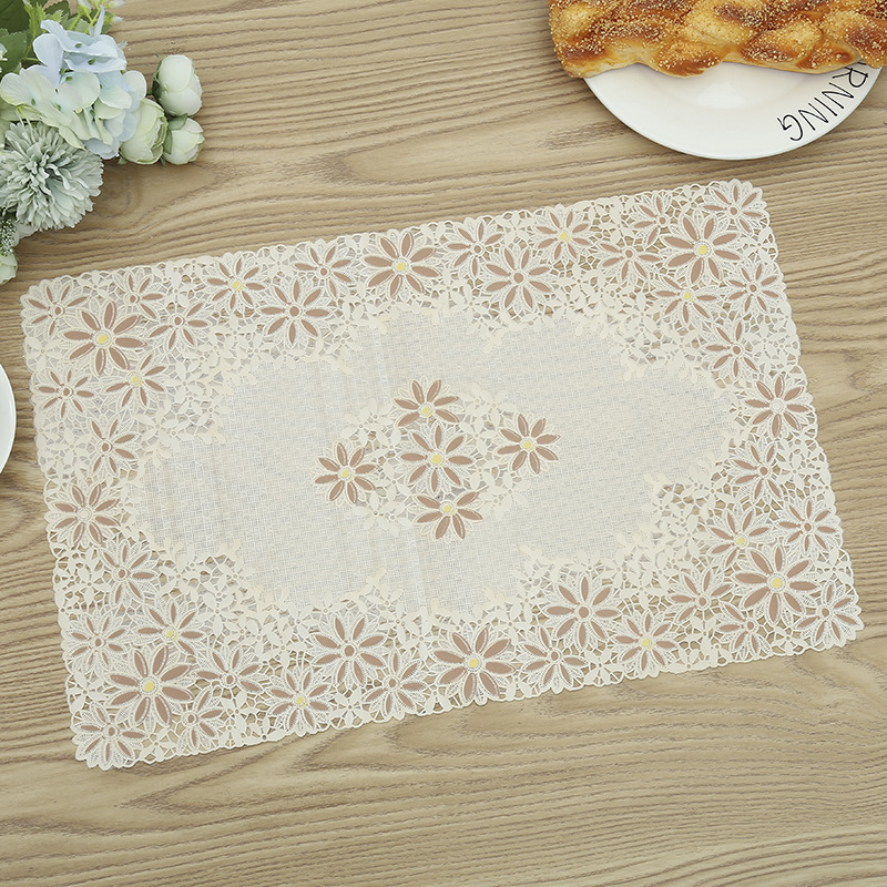 Wholesale of new PVC creative printed placemats, hotel and restaurant anti-slip Western placemats, heat-insulating plate MATS, white base rice base table MATS and bowl MATS detail image 7