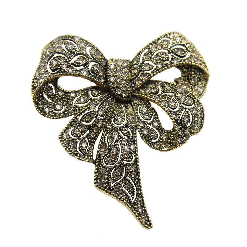 Spilla da donna con grande fiocco in strass neri di alta qualità, stile retrò europeo e americano, per il commercio estero_voghion.com