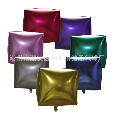 24寸六面方球金属色装饰气球礼庆用品婚庆生日派对气球