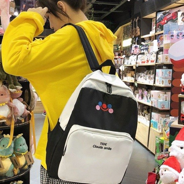 New Fashion Hit Color Embroidery Smiley Shoulder Bag Retro Sense Student Campus Backpack Wholesale display picture 29