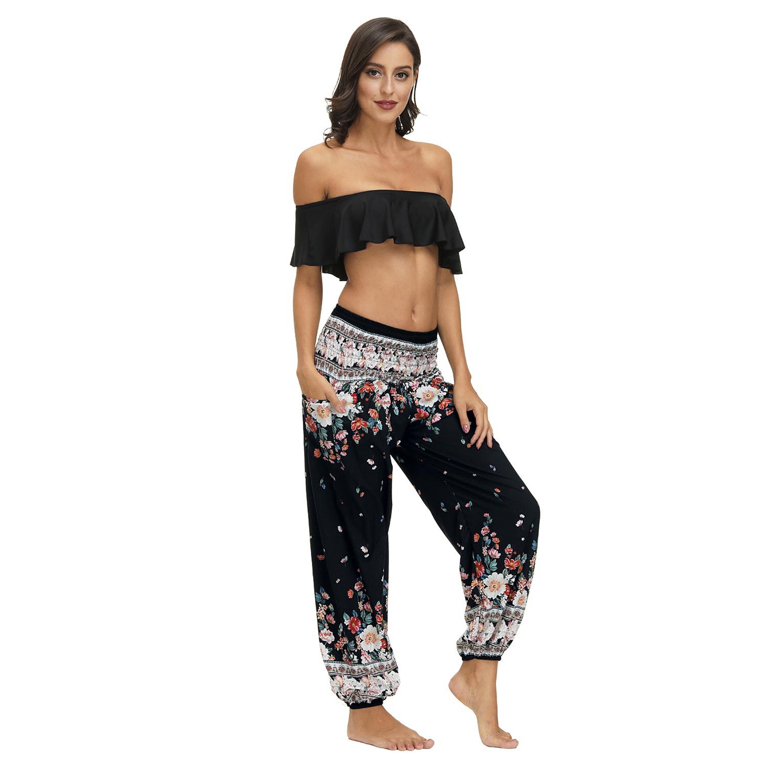 digital printing casual light loose yoga pants nihaostyles clothing wholesale NSMDF71148