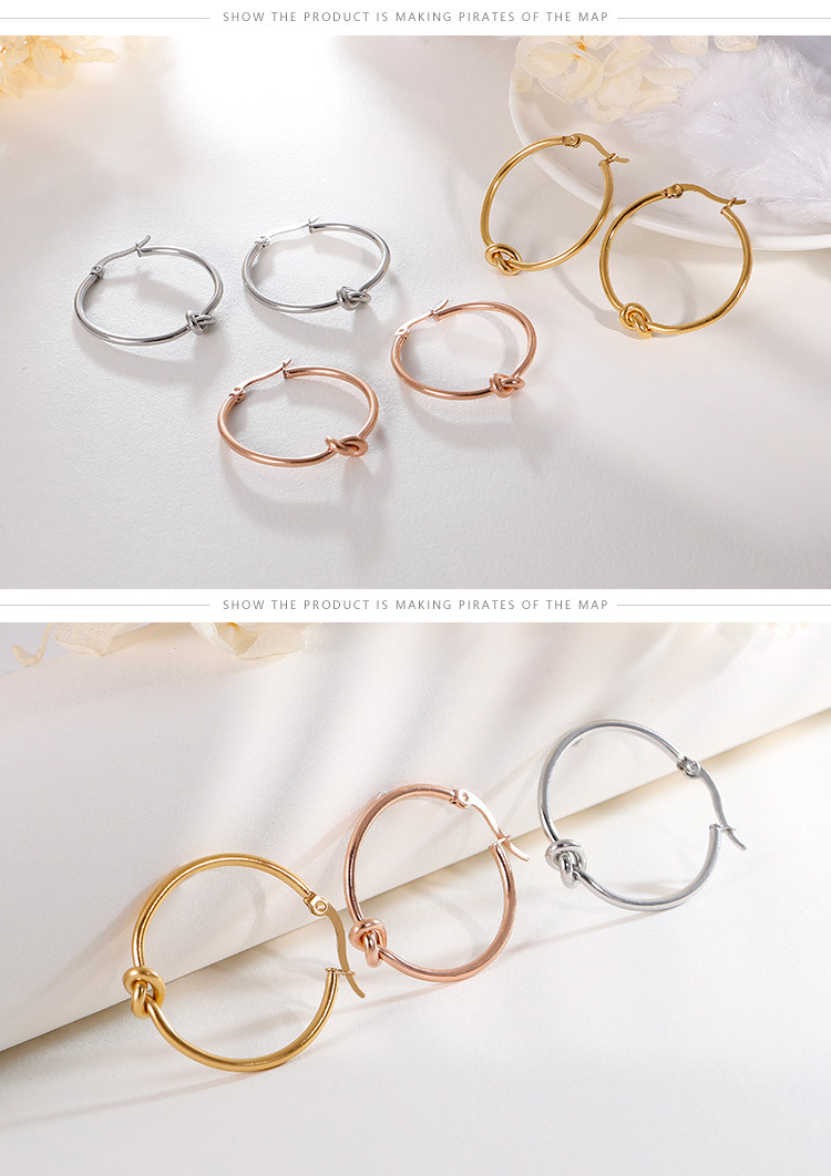 Fashion Style PVD Coated 18K Gold Plated Geometric Titanium Steel Fashion Waterproof Non Tarnish Earrings