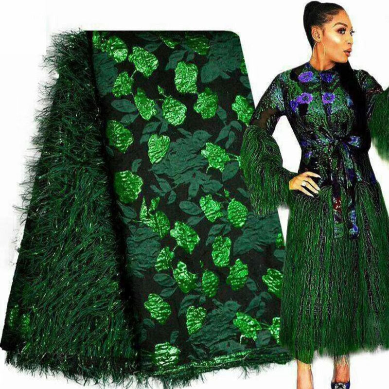 African fringes Brocade Lace Fabric Afri...