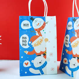 新款手提圣诞节雪人礼物袋烘焙牛轧糖雪花酥包装袋饼干糖果袋纸袋