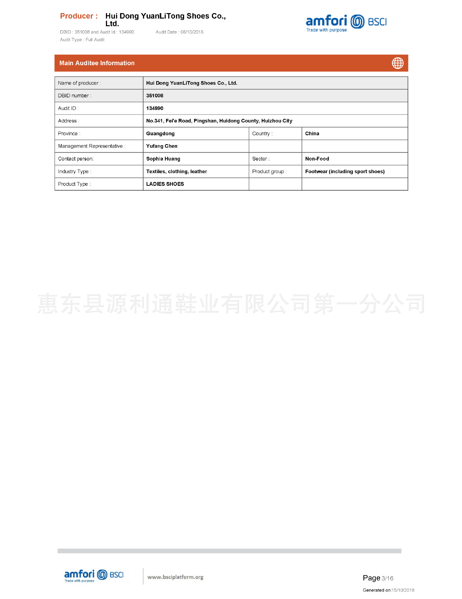 2018 BSCI OF YUANLITONG SHOES