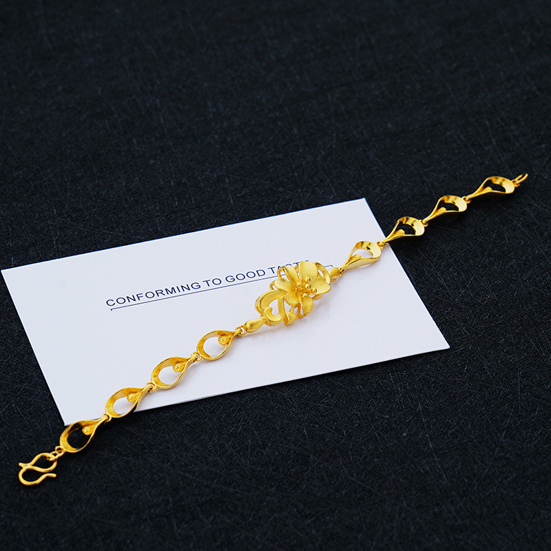 Vietnam arena oro rosa flor pulsera chapado en oro boda novia terciopelo arena pulsera mujer esmerilado imitación oro joyería