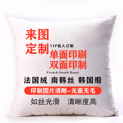 厂家高端服务多种面料DIY抱枕定制 logo照片来图定做靠垫刺绣印刷|ru
