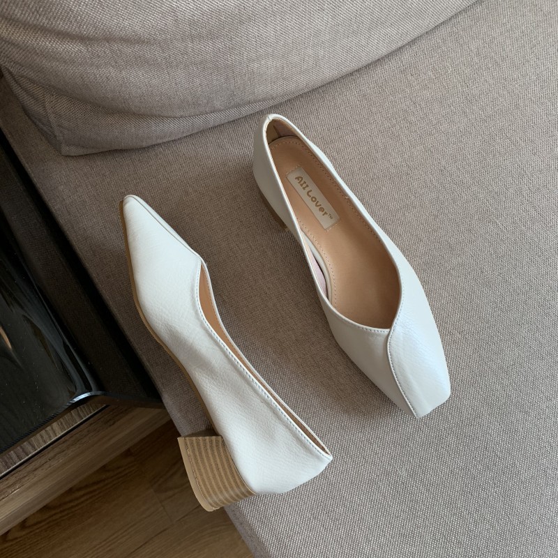 shallow high heels soft leather shoes NSHU62857