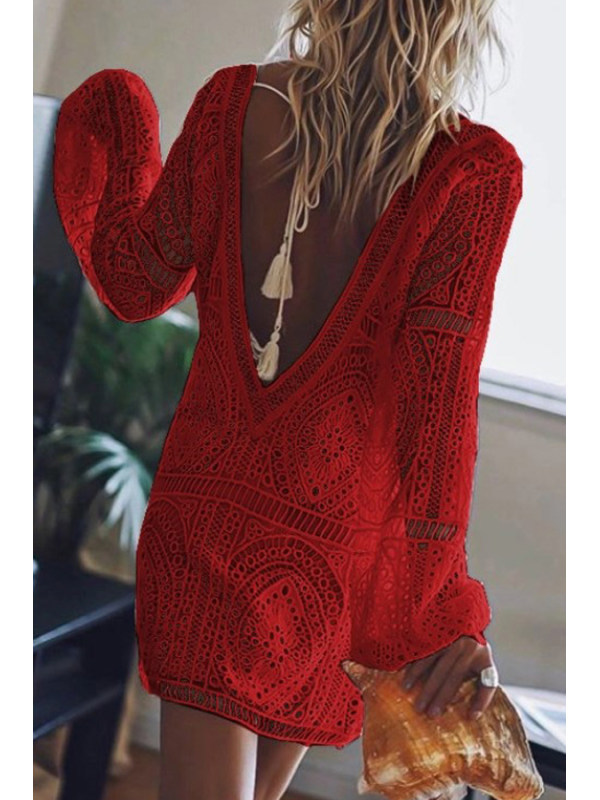 Polyester Fabric Type Mid Waist Waist Line Wholesale Women's Temperament Commuter British Style Solid Color Daily Beach V Neck Long Sleeve One-Step Skirt