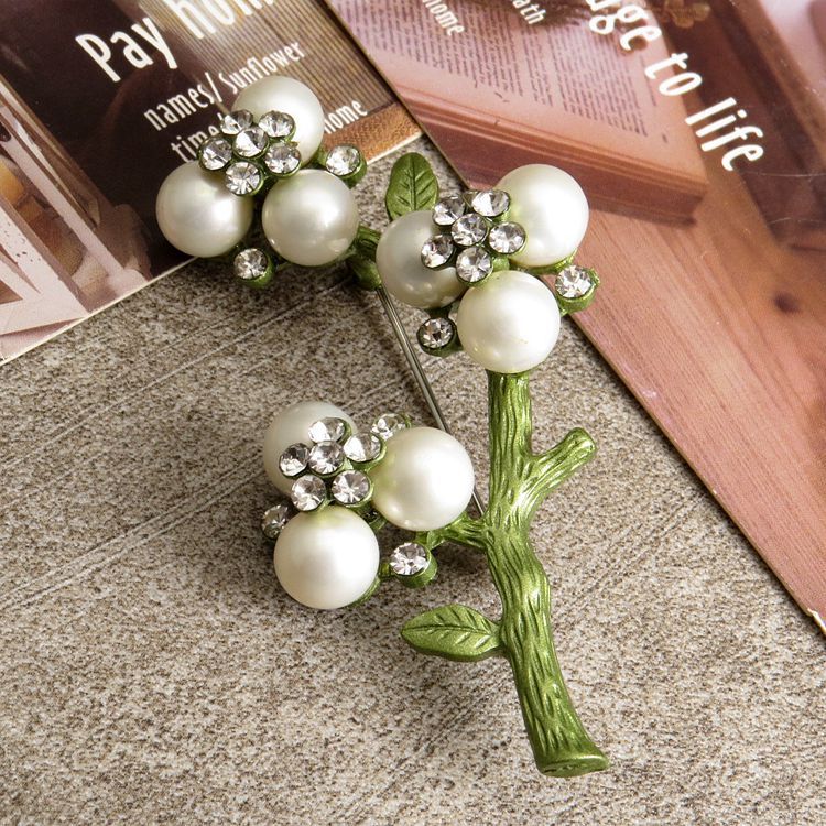 Vintage Ginkgo Blatt Brosche Mit Perle Für Damen Und Herren Pin_voghion.com