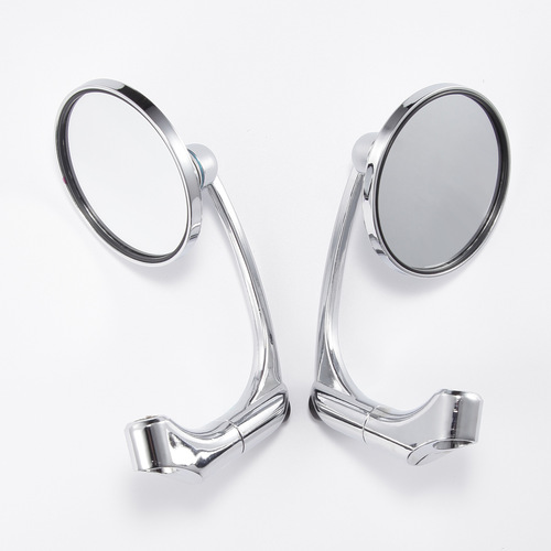 摩托车后视镜哈雷改装复古倒车辅助镜电镀圆镜跨境热卖通用反光镜