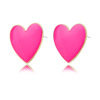 Metal multicoloured fashionable earrings heart-shaped, European style, suitable for import, wide color palette