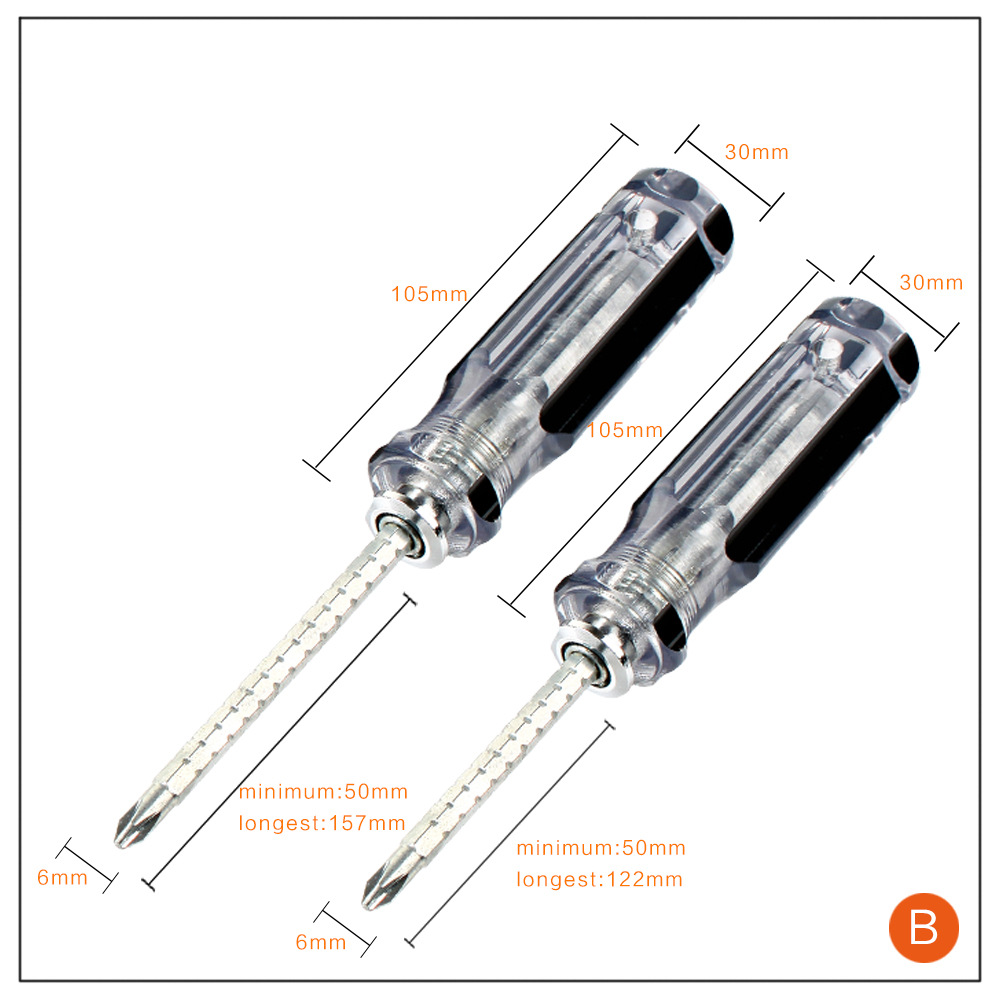 Color de la raya transparente negro con agujero zanja mango grande Destornillador Cruz palabra ciruela hogar herramientas reparación industrial