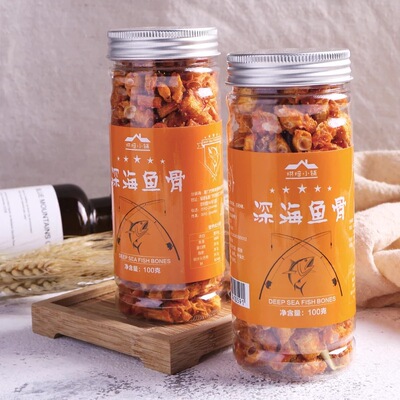 休闲食品，烘焙小铺即食100克深海香酥鱼骨，量大价优。
