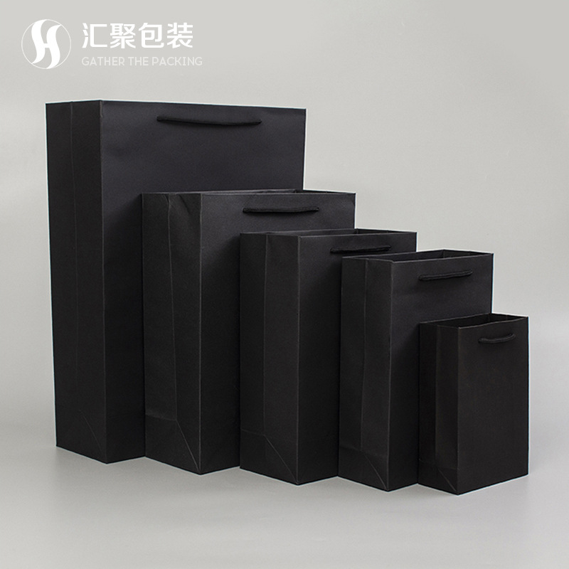 加厚通用礼品包装袋服装店衣服收纳袋子定 制黑卡纸袋可印logo