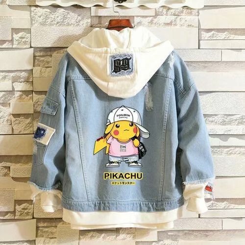 Foreign Trade Spring and Autumn New Sweatshirt Men's Denim Jacket Fake Two-piece Korean Fashionable Casual All-match Ripped Jacket Foreign Trade Spring and Autumn New Sweatshirt Men's Denim Jacket Fake Two-piece Korean Fashionable Casual All-match Ripped Jacket
